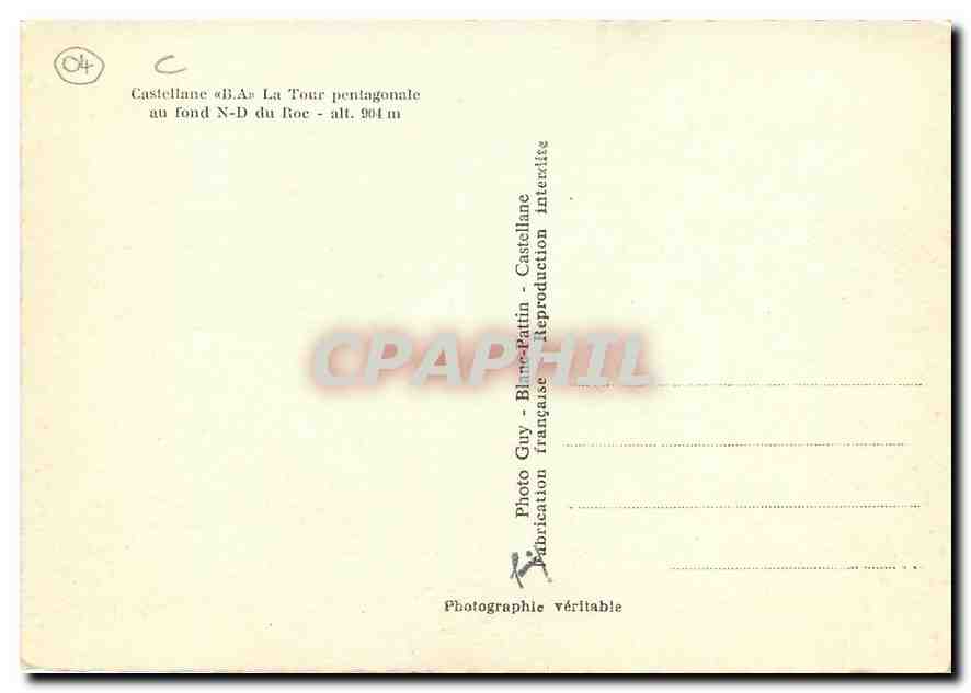 CPM Castellane B S Tour pentagonale au fond N D du Roc  — Rückseite