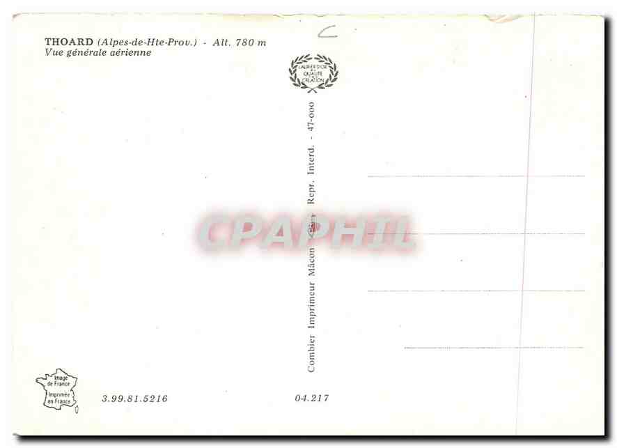 CPM Thoard Alpes de Hte Prov Vue generale aerienne  — Back