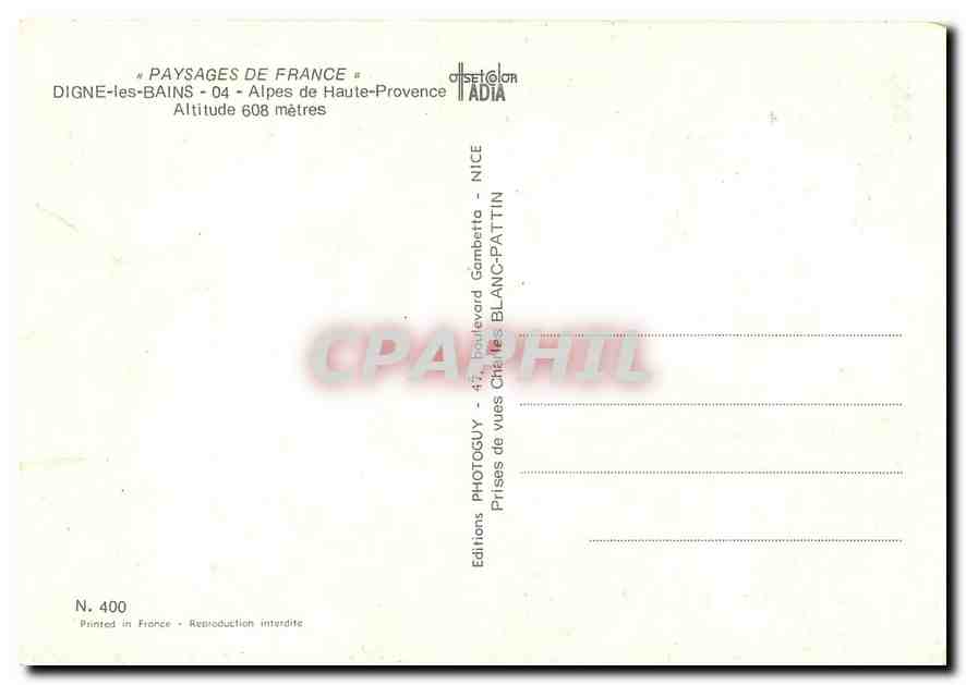 CPM Paysages de France Digne les Bains Alpes de Haute Provence  — Back
