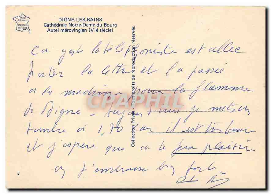 CPM Digne les Bains  — Verso