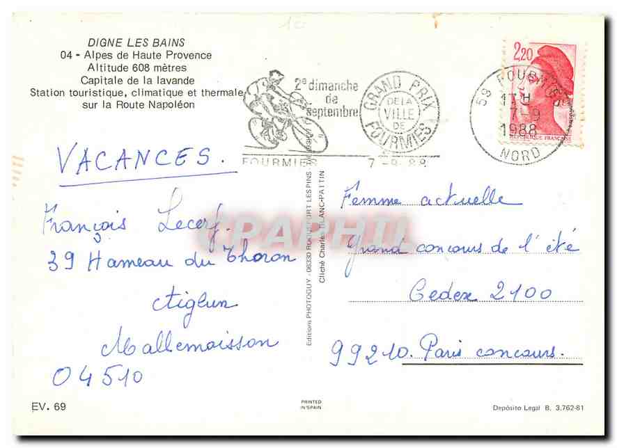 CPM Digne les Bains Alpes de Haute Provence Capitaile de la lavande Station touristique climatique e — Back