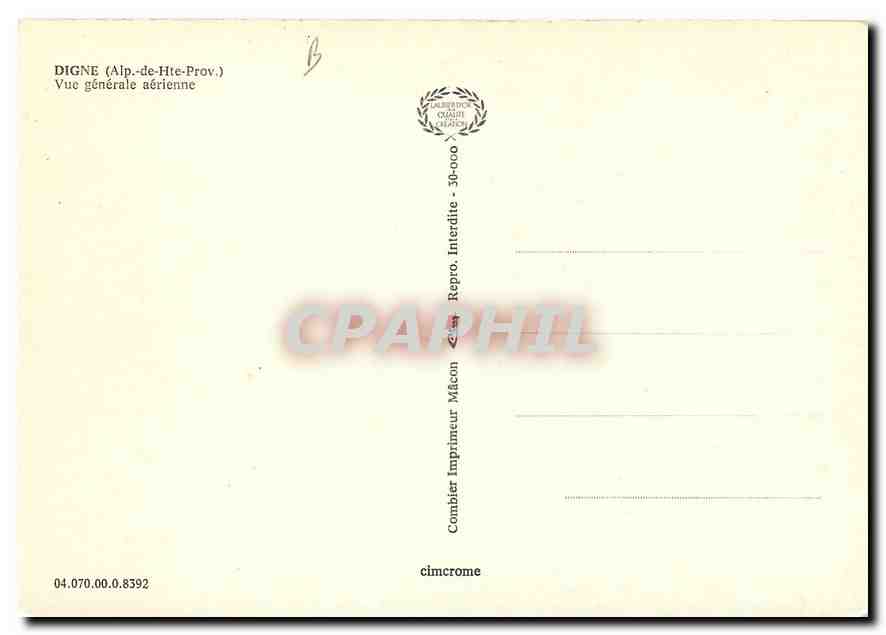 CPM Digne Alp de Hte Prov Vue generale aerienne  — Back