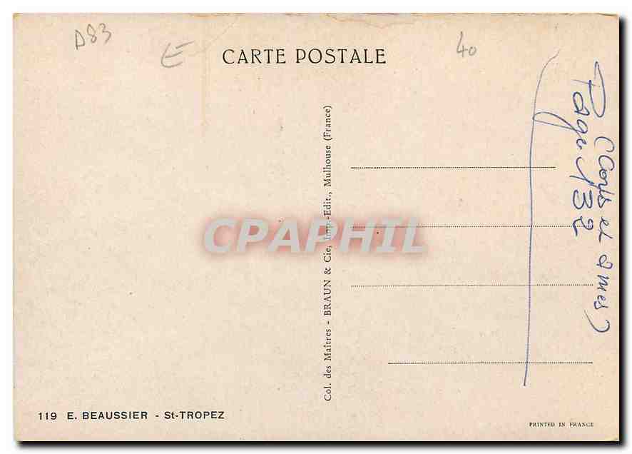 CPM Beaussier St Tropez  — Rückseite