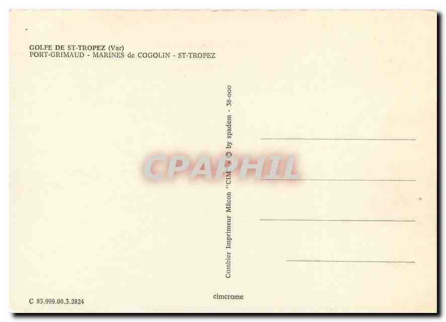 CPM Golfe de St Tropez Var Port Grimaud Marines de Cogolin St Tropez  — Rückseite