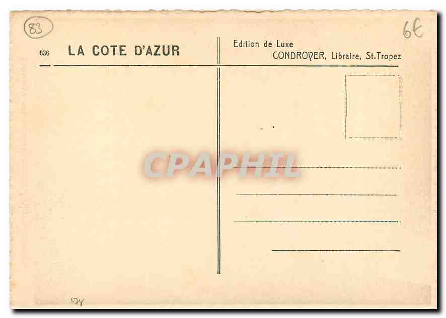 Saint Tropez vu à travers les Oliviers — Édition de Luxe, Condorèver, Libraire, St-Tropez — n° 636 — Reverso