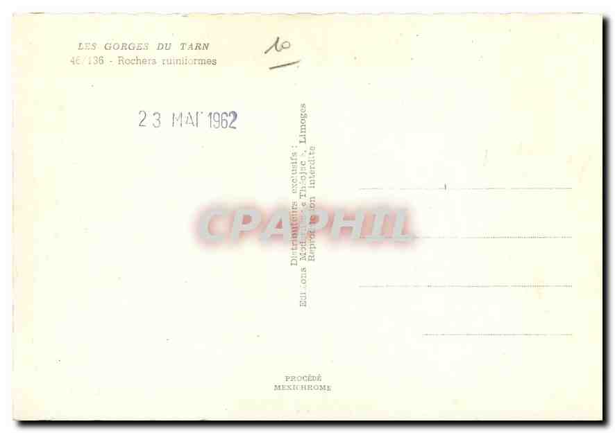 CPM Les Gorges du Tarn  — Verso