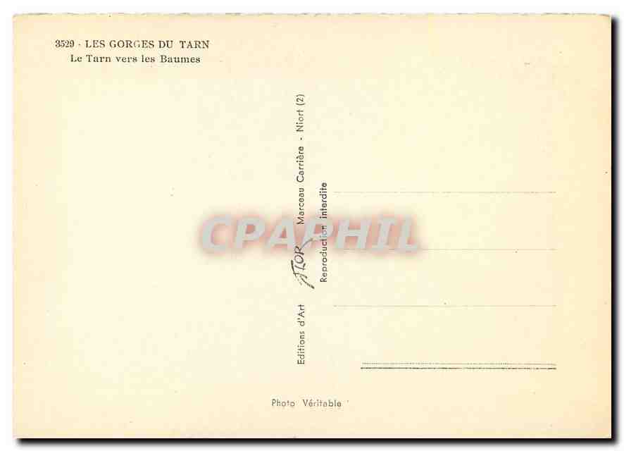 CPM Les Gorges du Tarn Le Tarn vers les Baumes  — Verso