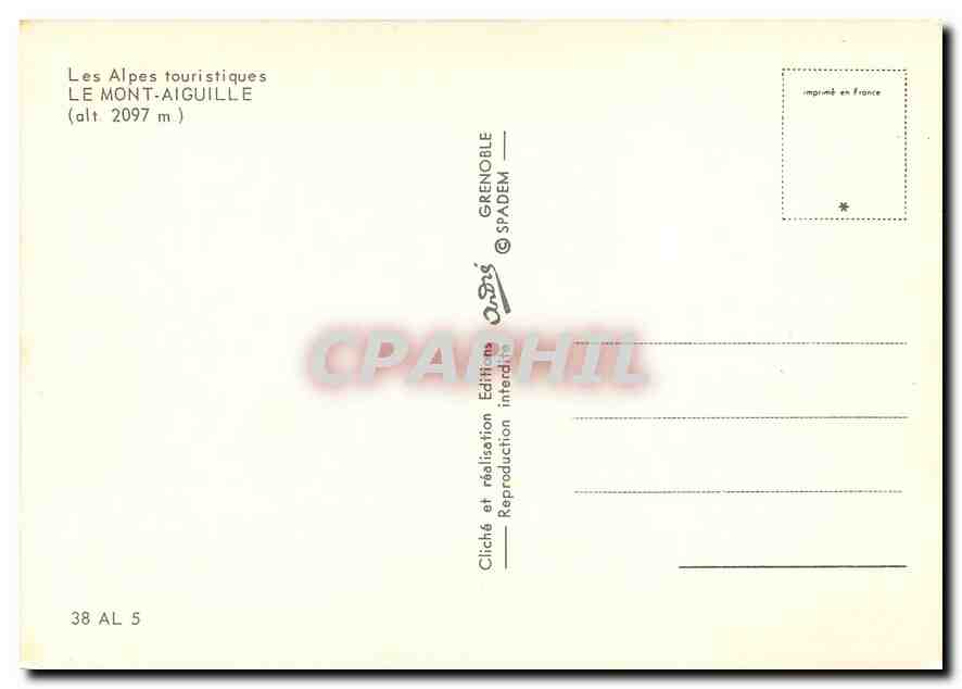 Le Mont-Aiguille — montagne isolée — Grenoble, éditeur Grenadem, n° 38 AL 5 — Rückseite