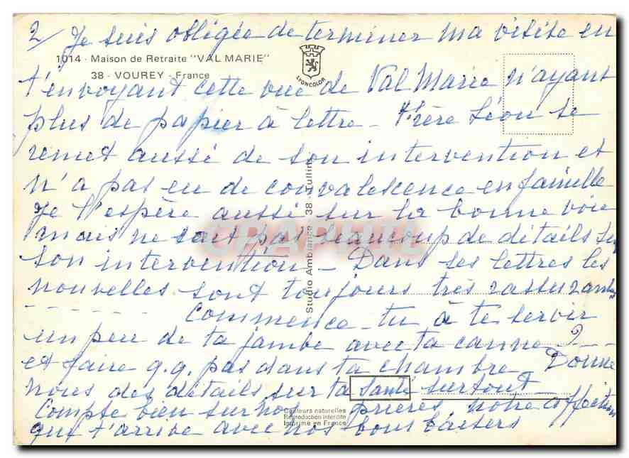 CPM Maison de Retraite Val Marie Vourey France  — Rückseite
