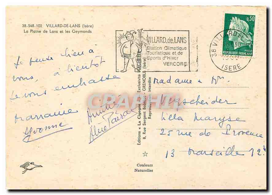 CPM Villard de Lans Isere La Plaine de Lans et les Geymonds  — Rückseite