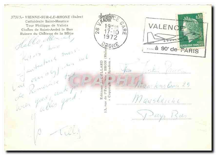 CPM Vienne sur le Rhone Isere Cathedrale Saint Maurice Tour Philippe de Valois Cloitre de Saint Andr — Rückseite