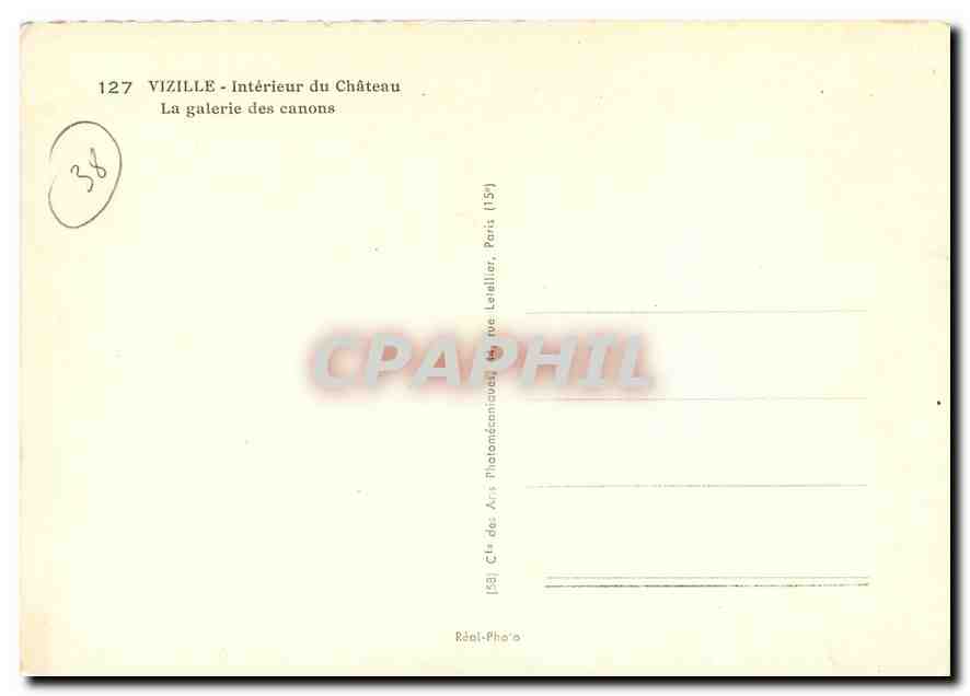 Vizille - Intérieur du Château — La galerie des canons — Cie des Arts Photomécaniques, Paris — Rückseite