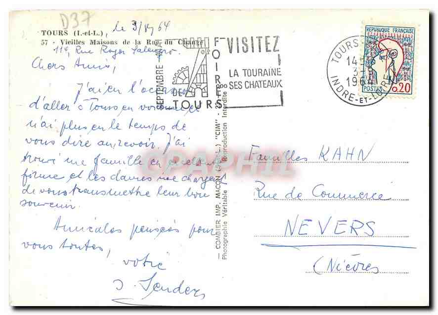 CPM Tours I et L Vieilles Maisons  — Verso