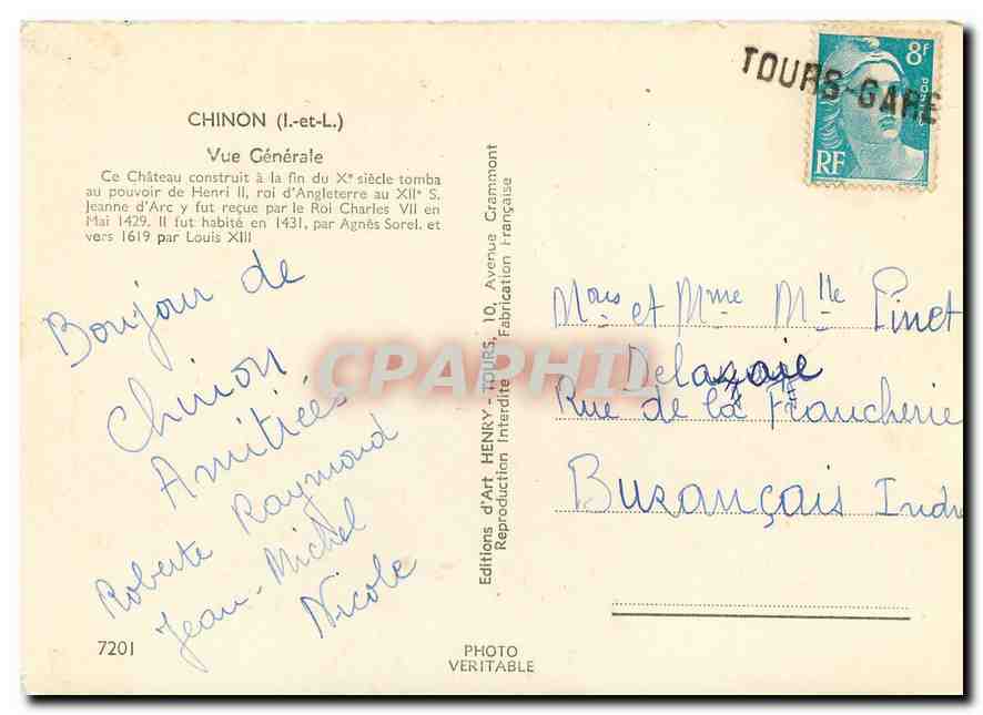 CPM Chinon I et L Vue generale  — Rückseite