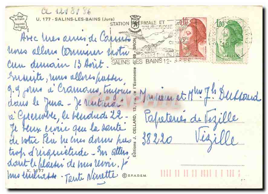 CPM Salins les Bains Jura  — Rückseite