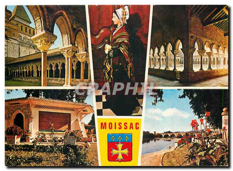 CPM Moissac Tarn et Garonne Eglise St Pierre le Cloitre Bords du Tarn et Pont Napoleon 