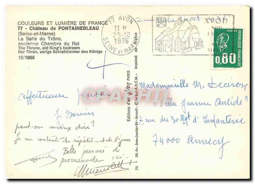 Salle du Trône — Schloss Fontainebleau — Éditions Jean-Jaures-94 — Rückseite