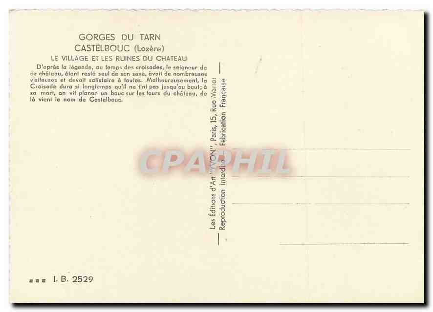 CPM Gorges du Tarn Castelbouc Lozere Le Village et les Ruines du Chateau  — Rückseite