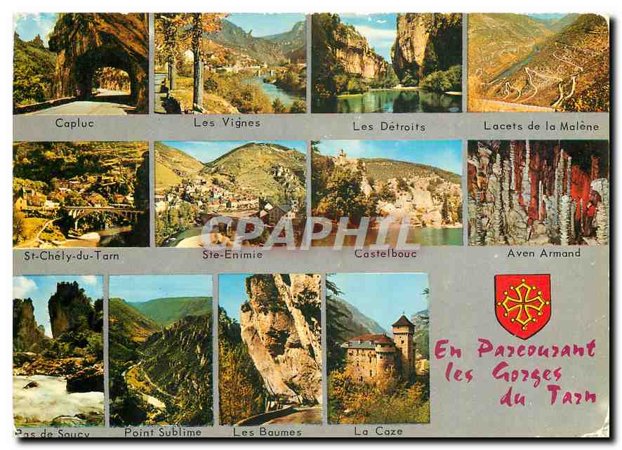 CPM En Parcourant les Gorges du Tarn Capluc Les Vignes Les Detroits Lacets de la Malene St Chely du 
