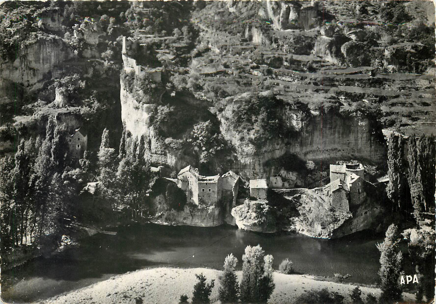 CPM En Parcourant les Gorges du Tarn Le Tarn au pied de Castelbouc vu de la Route des Gorges 
