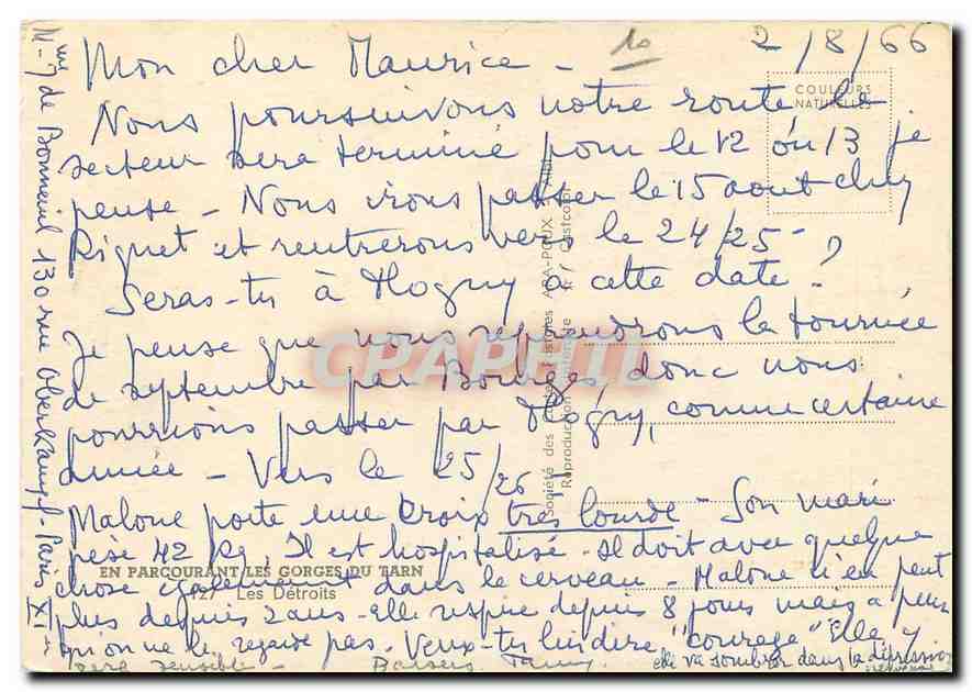 CPM En Parcourant les Gorges du Tarn Les Detroits  — Rückseite