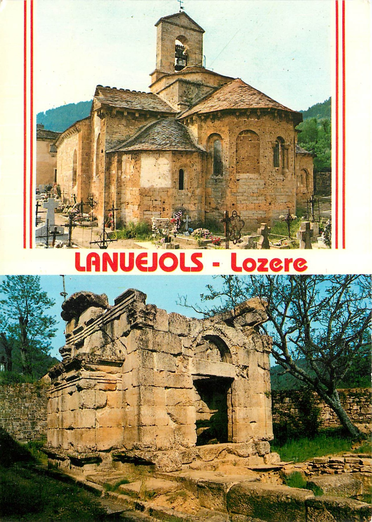 CPM Lanuejols Lozere L'Eglise et le Mausolee 