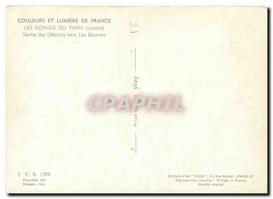 CPM Couleurs et Lumiere de France Les Gorges du Tarn Lozere Sortie des Detroits vers les Baumes  — Verso