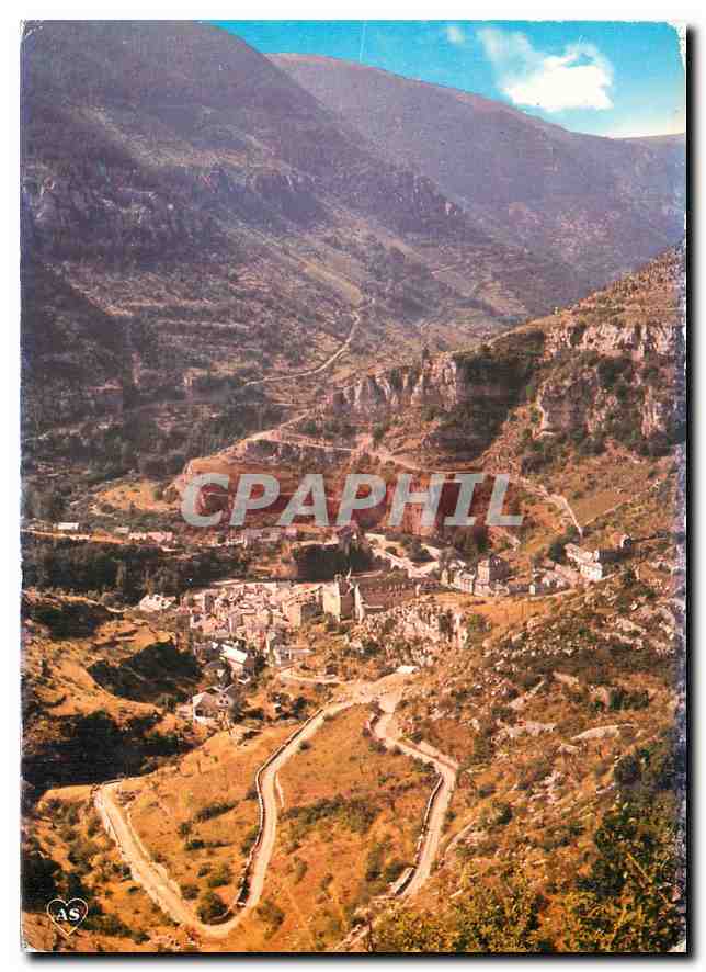 CPM En Parcourant les Gorges du Tarn Bis Vue generale de Ste Enimie 