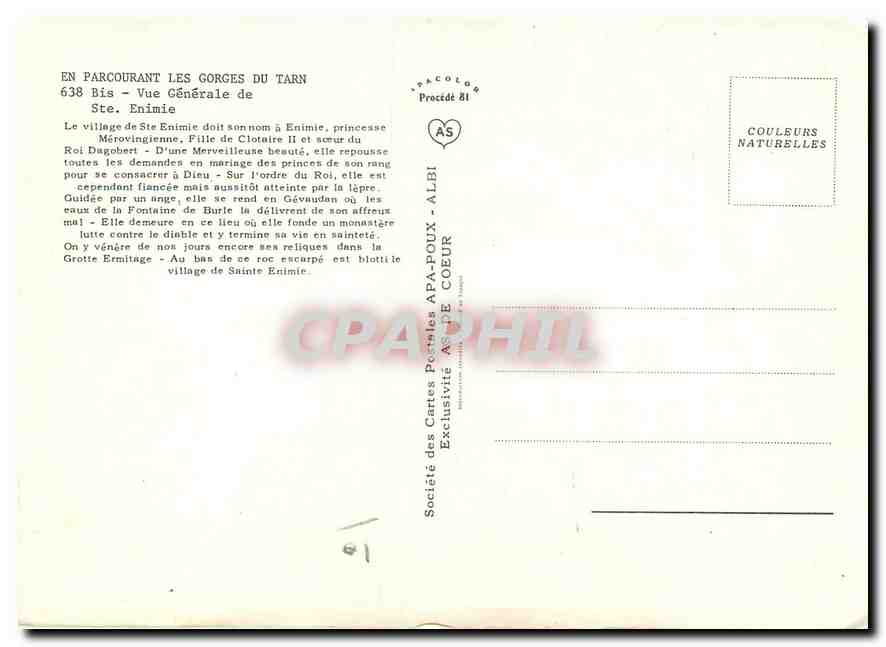 CPM En Parcourant les Gorges du Tarn Bis Vue generale de Ste Enimie  — Rückseite