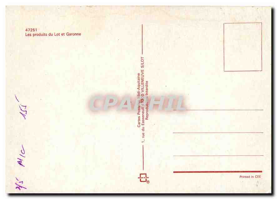 CPM Les produits du Lot et Garonne  — Back