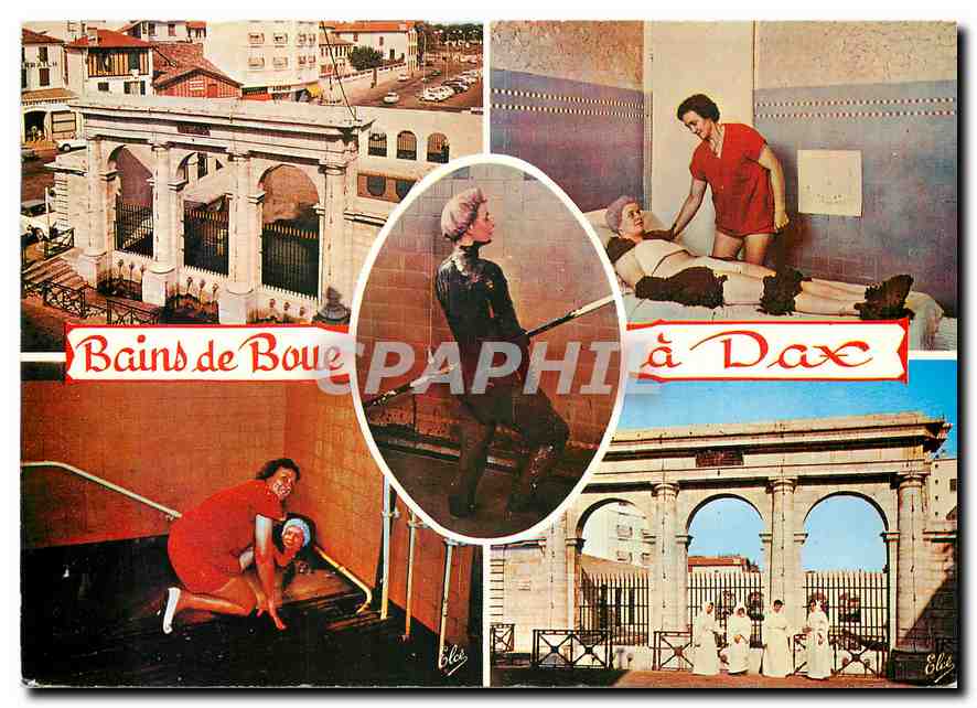 CPM Bains de Boue a Dax Landes de gauche a droite Vue plongeante Applications de boue Bain de boue C