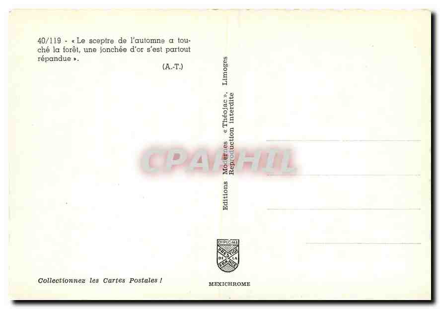 CPM Le sceptre de l'automne a touche la foret une jonchee d'or s'est partout repandue  — Rückseite