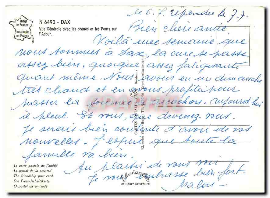 CPM Dax Vue generale avec les arenes et les Ponts sur l'Adour  — Rückseite
