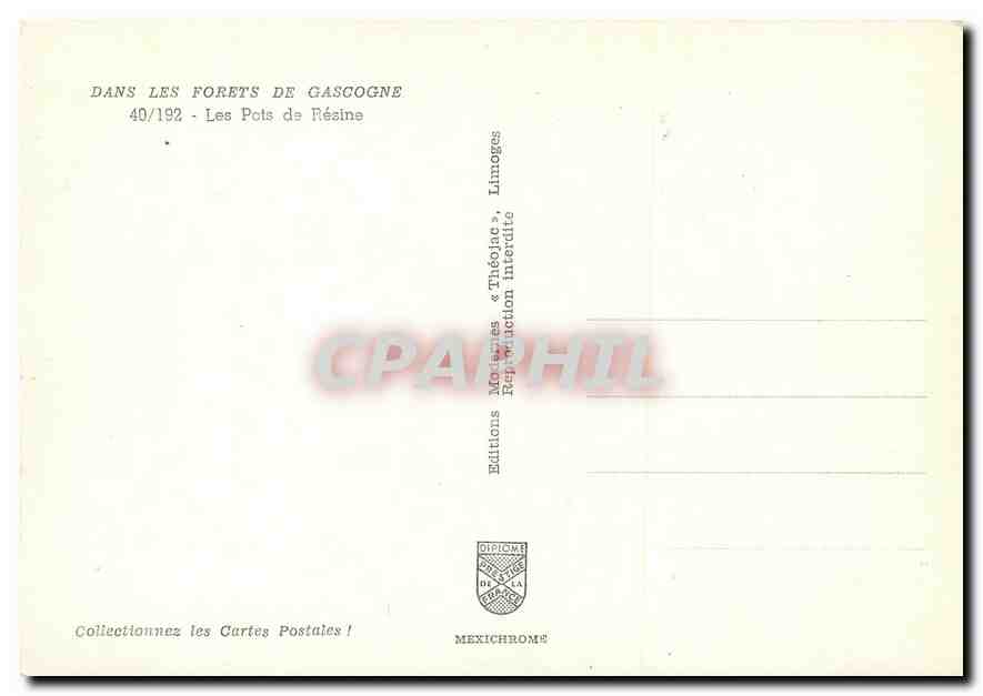 CPM Dans les Forets de Gascogne Les Pots de Resine  — Rückseite
