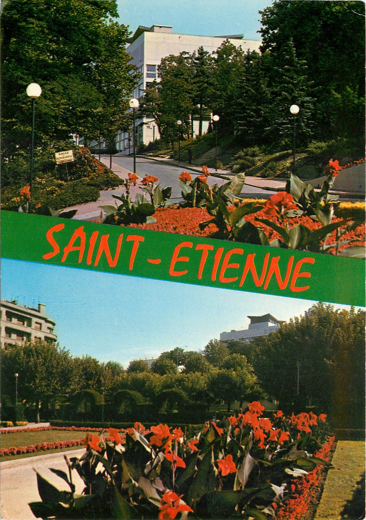 CPM Saint Etienne Place Villeboeuf Maison de la Culture Jardin des Plantes 