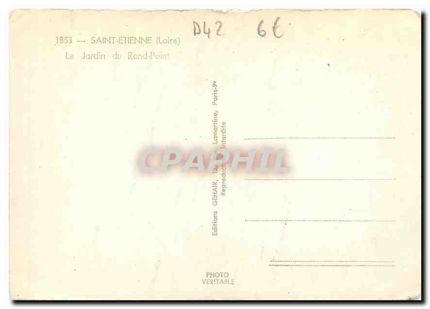 CPM Saint Etienne Loire Le Jardin du Rond Point  — Rückseite