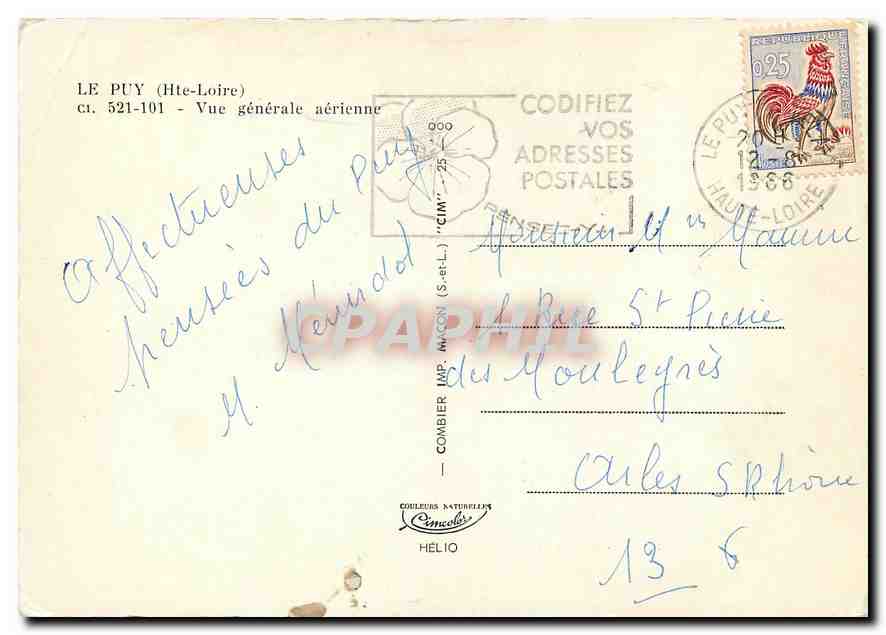 CPM Le Puy Hte Loire Vue generale aerienne  — Verso