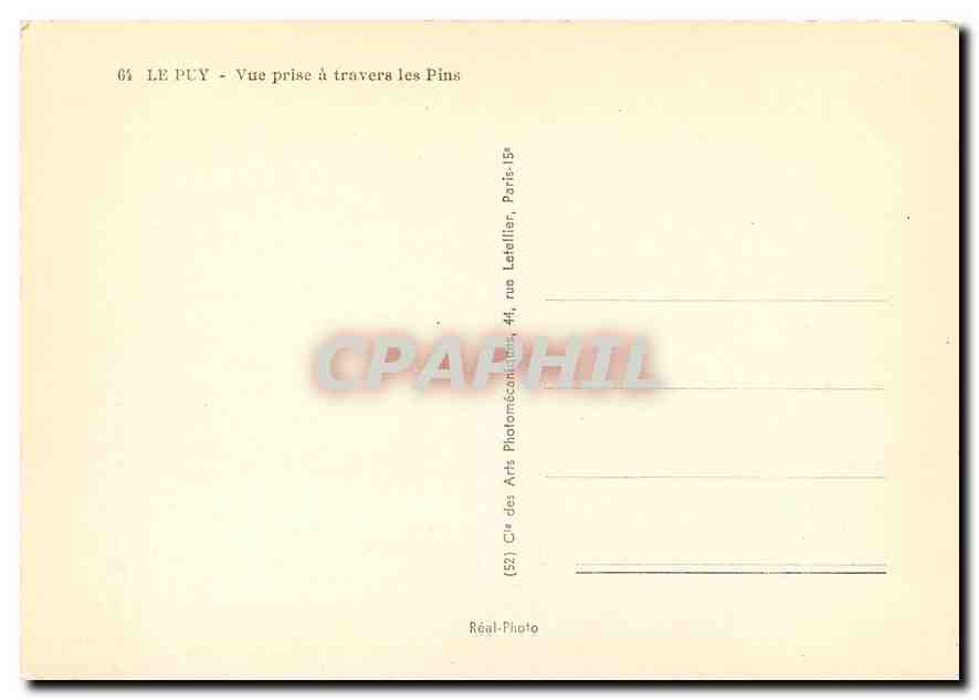 CPM Le Puy Vue prise a travers les Pins  — Back