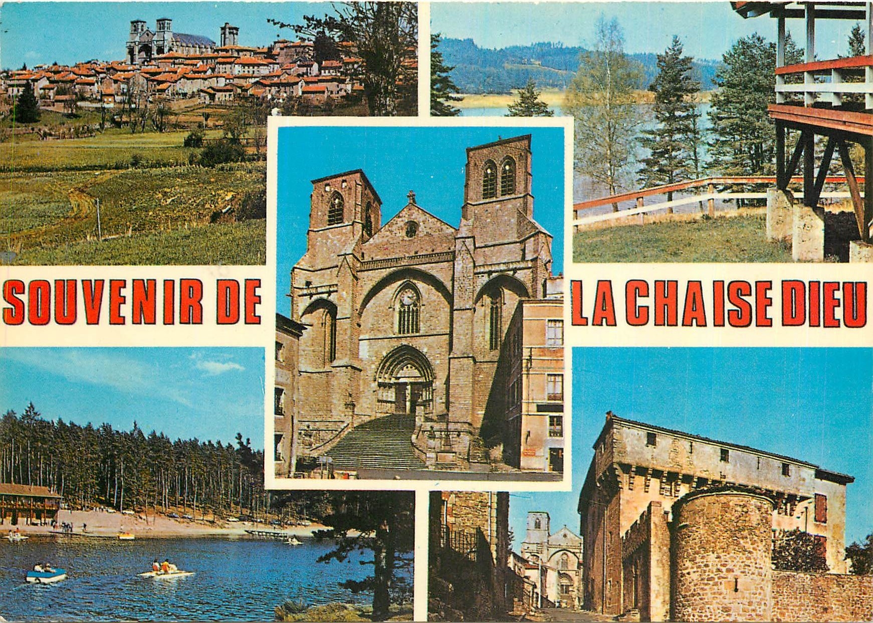 CPM La Chaise Dieu Hte Loire Station climatique et touristique Vue generale Lac de Malaguet Eglise A