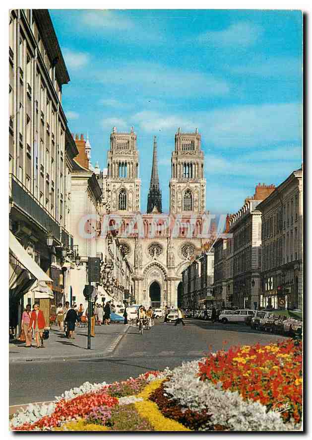CPM Les Merveilles du Val de Loire Orleans Loiret La rue Jeanne D'Arc et la Cathedrale Sainte Croix 