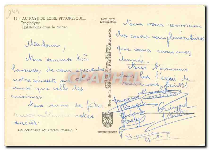 CPM Au Pays de Loire Pittoresque Troglodytes Habitations dans le rocher  — Back