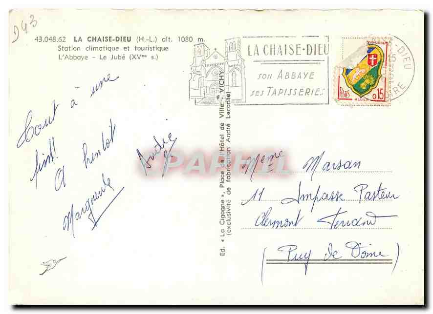 CPM La Chaise Dieu H L Station climatique et touristique L'Abbaye Le Jube  — Rückseite