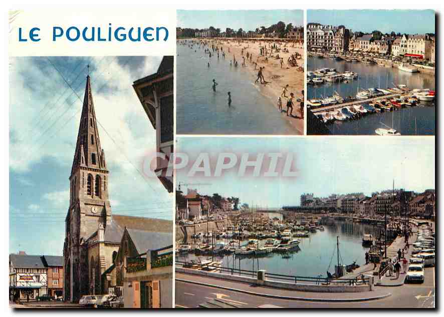 CPM La Bretagne en Couleurs Le Pouliguen L A L'Eglise le port la plage 