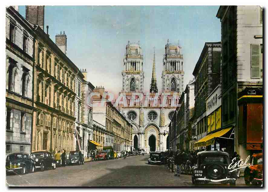 CPM Orleans La Rue Jeanne D'Arc et la Cathedrale 