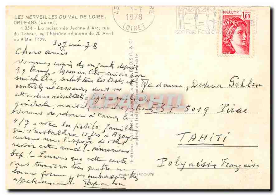 CPM Les Merveilles du Val de Loire Orleans Loiret La maison de Jeanne D'Arc rue du Tabour  — Verso