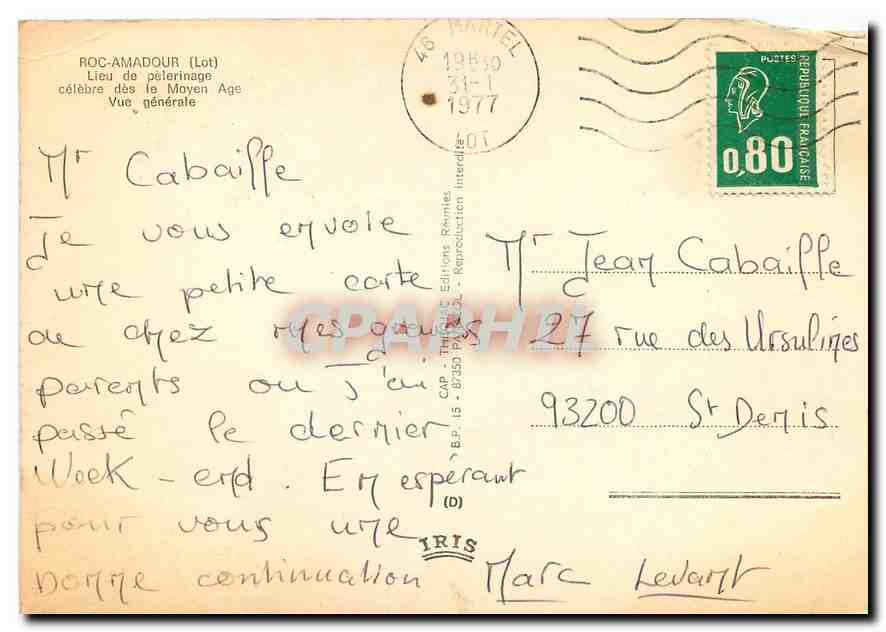 CPM Roc Amadour Lot Lieu de pelerinage celebre des le Moyen Age Vue generale  — Rückseite