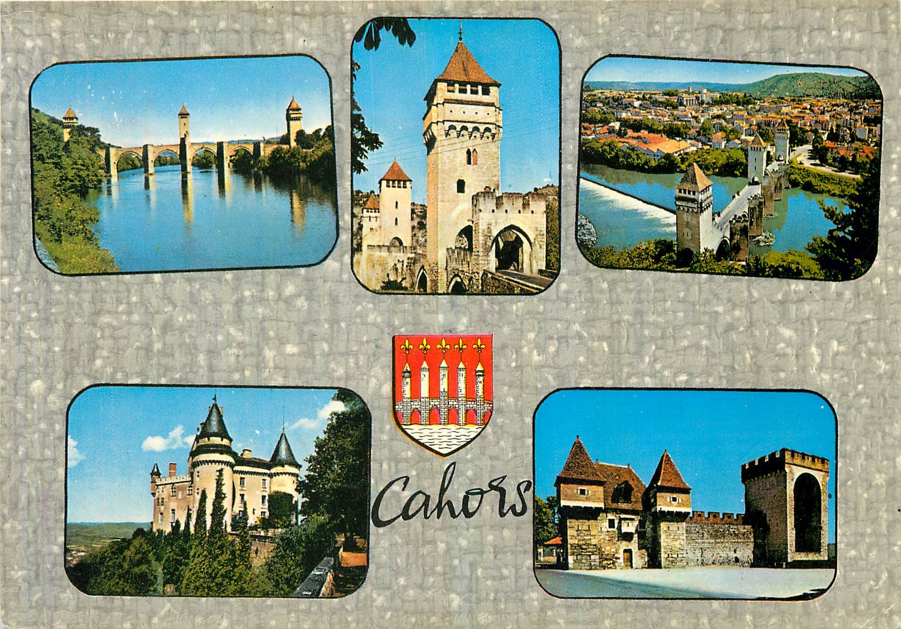 CPM Cahors Lot Le Pont Valentre Chateau de Mercues La Barbacane et la Tour des Pendus 
