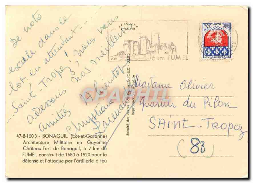 CPM Bonaguil Lot et Garonne Architecture Militaire en Guyenne Chateau Fort de Bonaguil  — Back