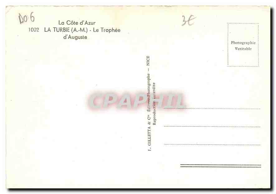 CPM La Cote d'Azur La Turbie A M Le Trophee d'Auguste  — Rückseite