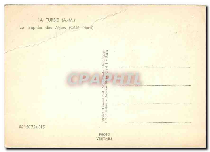 CPM La Turbie A M Le Trophee des Alpes Cote Nord  — Rückseite
